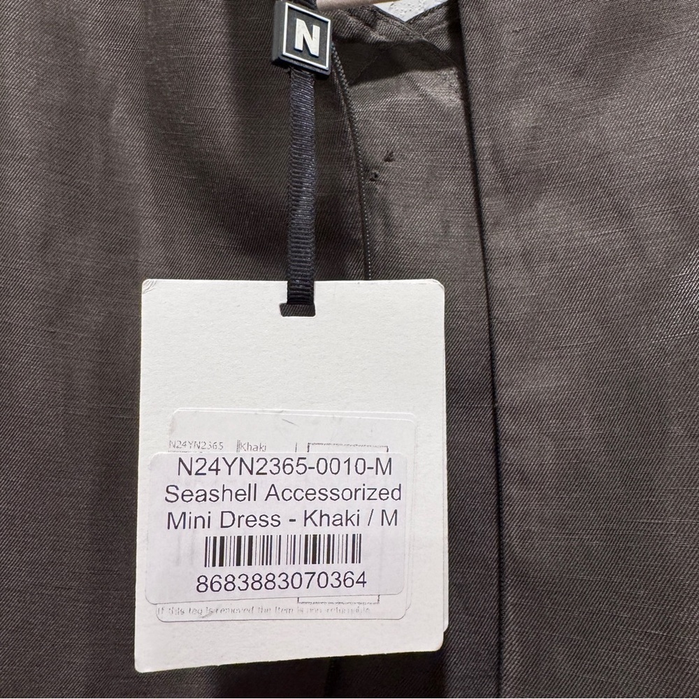NWT Nocturne Seashell Linen Mini Dress Villa Cocktail Preppy Khaki Green Sz 38/8 - Picture 11 of 16